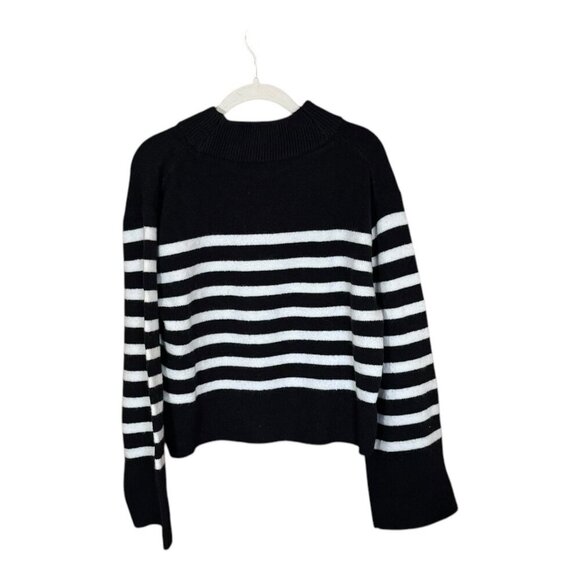 J. Crew Womens Chunky Crewneck Black White‎ Sweater in Supersoft Yarn Size Small - Picture 3 of 10